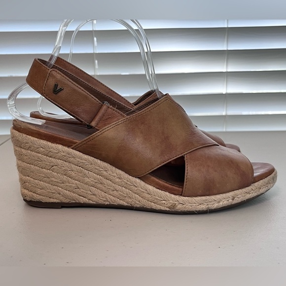 Vionic Zamar Sz 9 Leather Espadrille Wedge Sandals - Picture 6 of 12
